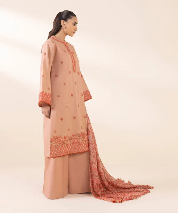 2 Piece - Embroidered Cotton Suit