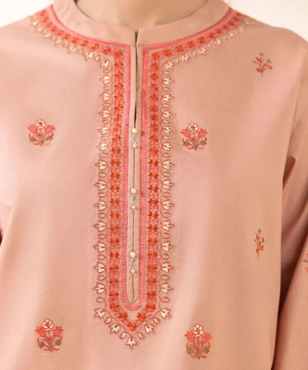 2 Piece - Embroidered Cotton Suit