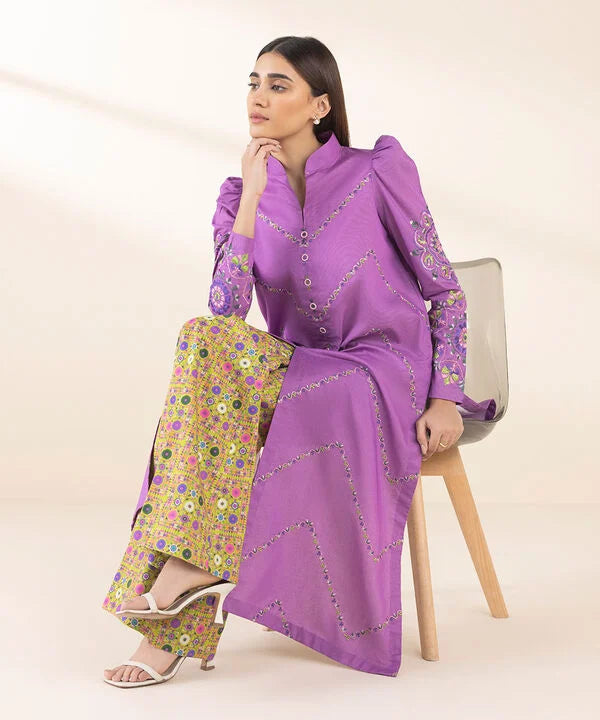 2 Piece - Embroidered Zari Lawn Suit