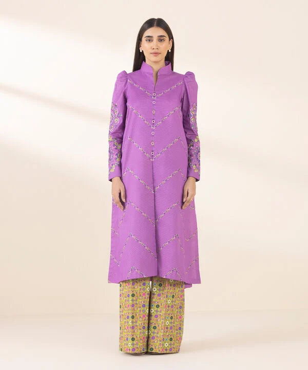 2 Piece - Embroidered Zari Lawn Suit
