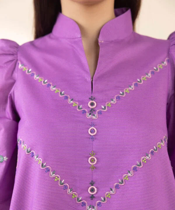 2 Piece - Embroidered Zari Lawn Suit