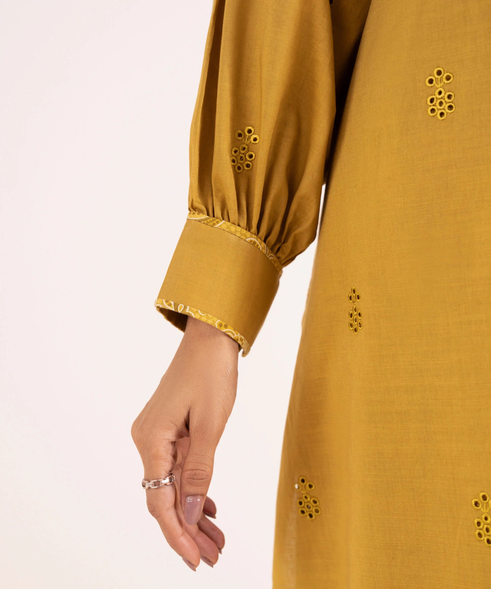 2 Piece - Embroidered Cotton Suit