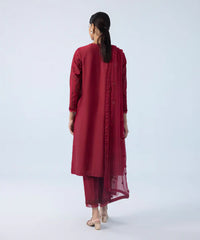 3 Piece - Embroidered Cotton Satin Suit