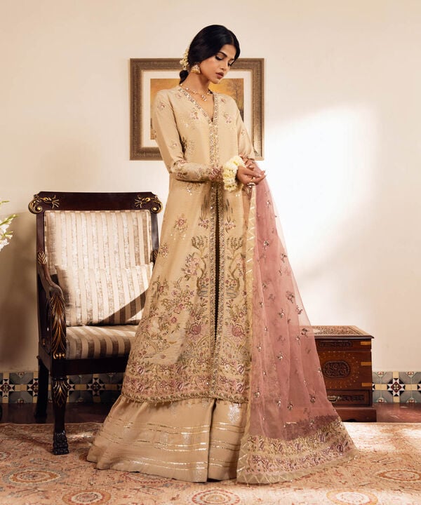 3 Piece - Embroidered Raw Silk Suit