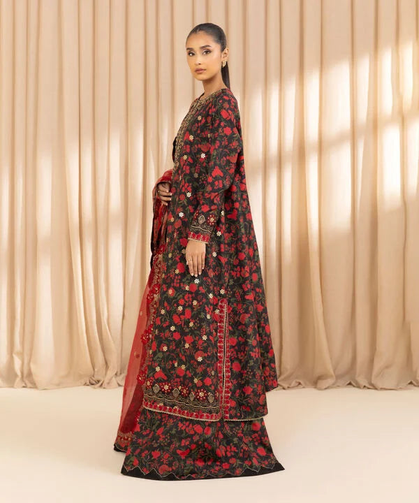 3 Piece - Embroidered Silk Suit