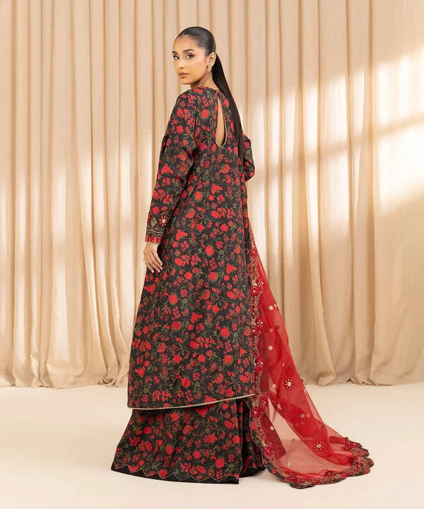 3 Piece - Embroidered Silk Suit