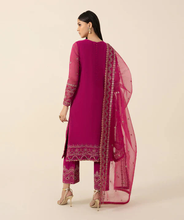3 Piece - Embroidered Khaddi Net Suit