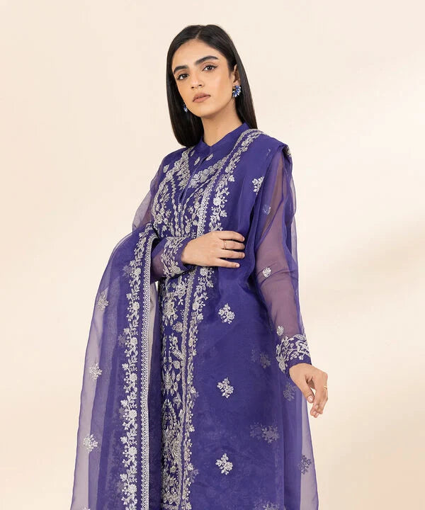 3 Piece - Embroidered Organza Suit