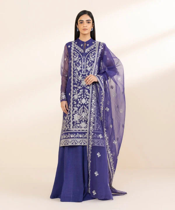 3 Piece - Embroidered Organza Suit