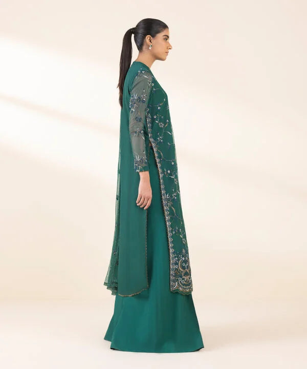 3 Piece - Embroidered Net Suit