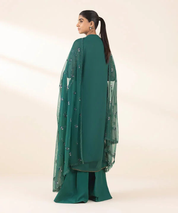 3 Piece - Embroidered Net Suit