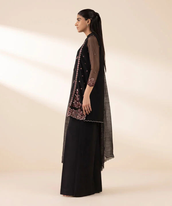 3 Piece - Embroidered Net Suit