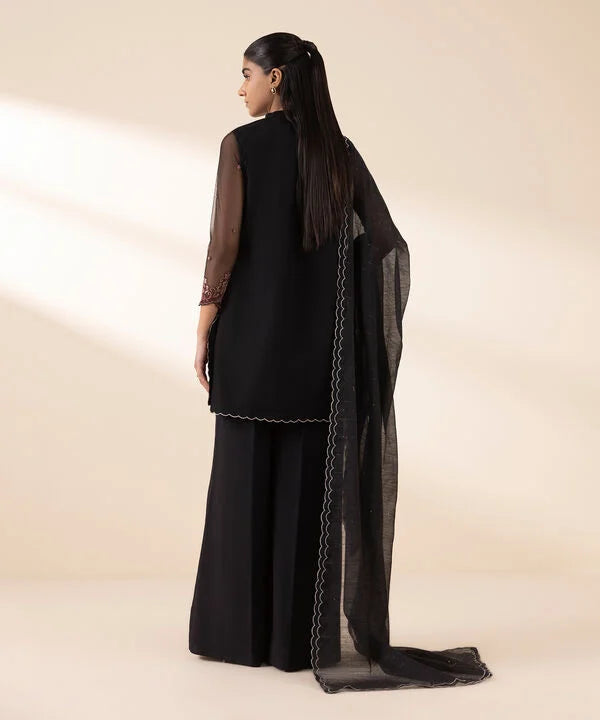 3 Piece - Embroidered Net Suit