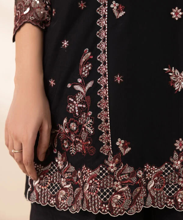 3 Piece - Embroidered Net Suit