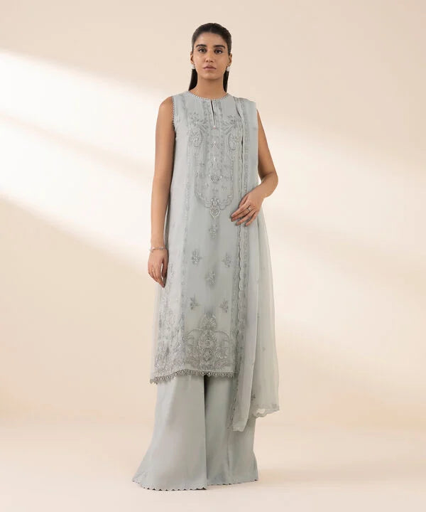 3 Piece - Embroidered Chiffon Suit