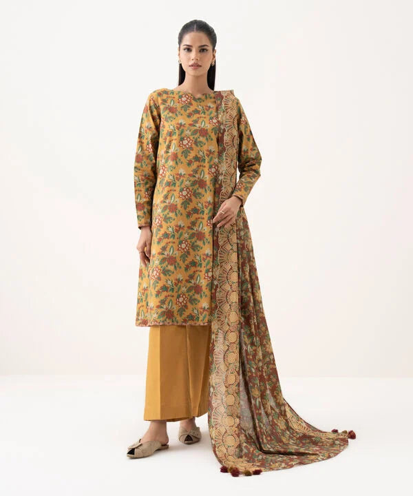 3 Piece - Printed Cotton Suit