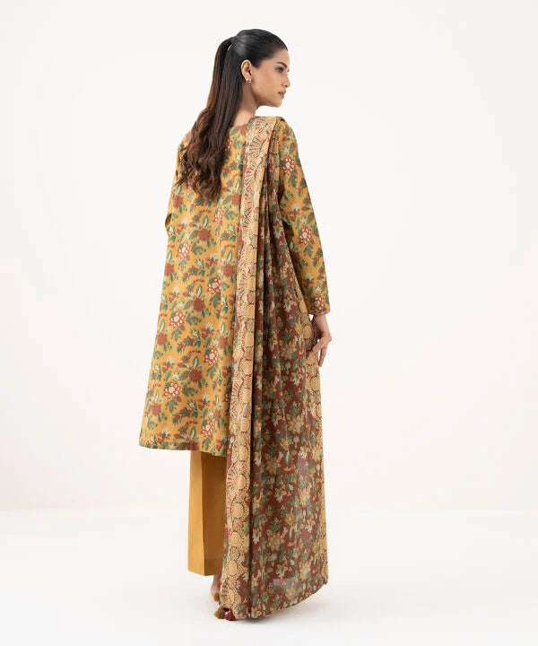 3 Piece - Printed Cotton Suit