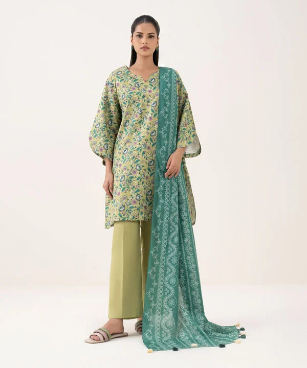 3 Piece - Printed Cotton Suit