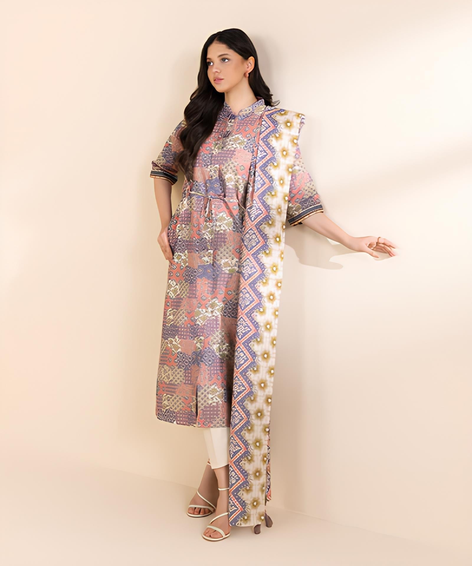 3 Piece - Printed Light Khaddar Suit