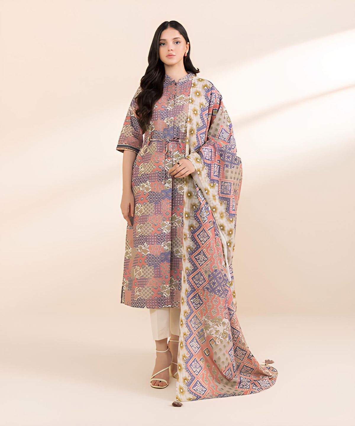3 Piece - Printed Light Khaddar Suit