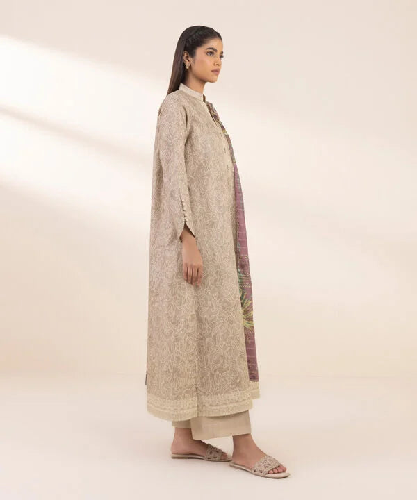 3 Piece - Printed Zari Lawn Suit
