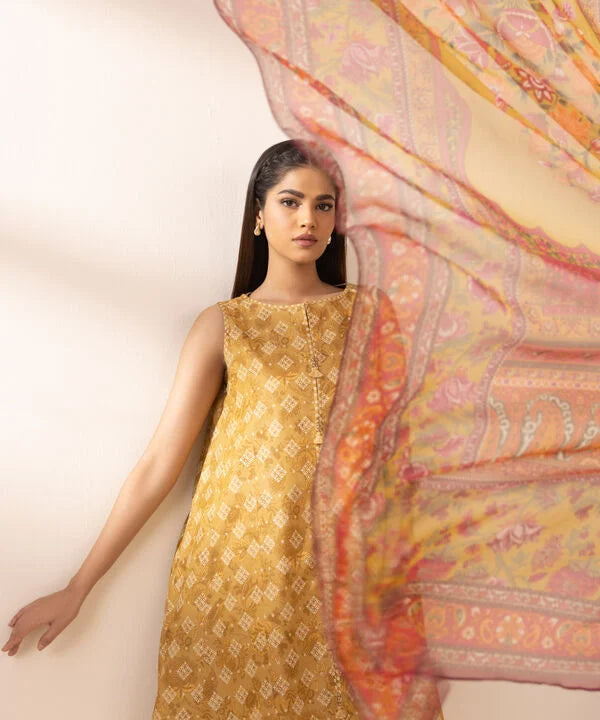 3 Piece - Printed Zari Lawn Suit