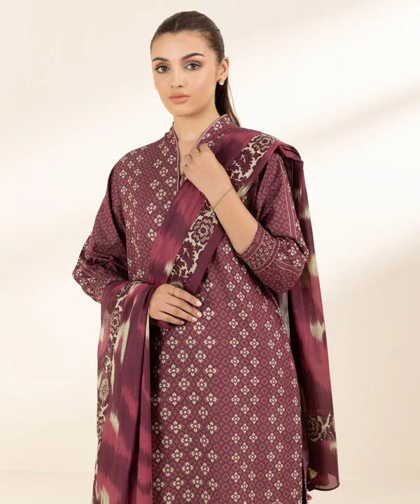 3 Piece - Printed Zari Lawn Suit