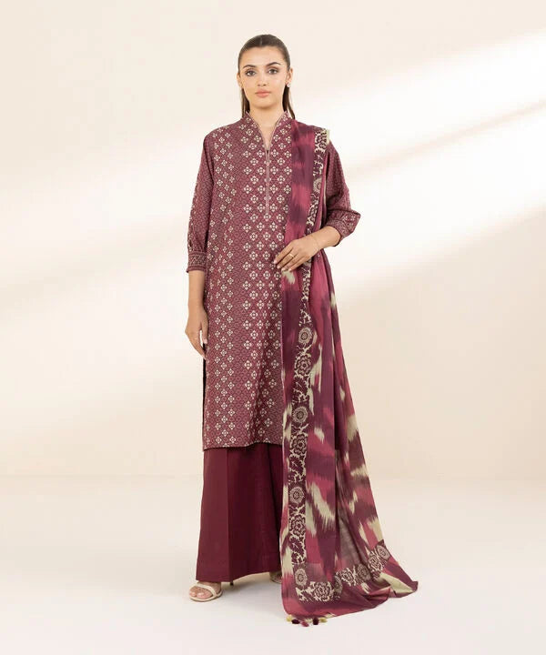 3 Piece - Printed Zari Lawn Suit