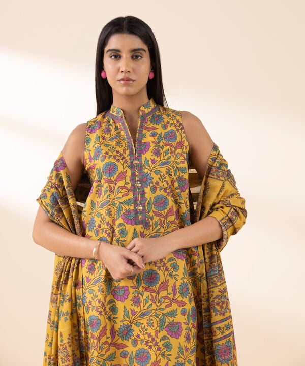 3 Piece - Printed Zari Lawn Suit