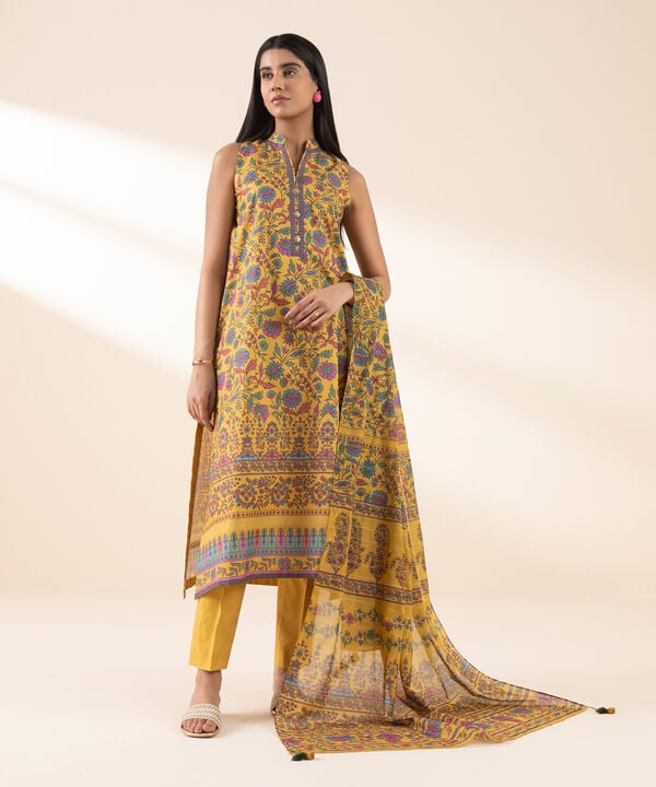 3 Piece - Printed Zari Lawn Suit