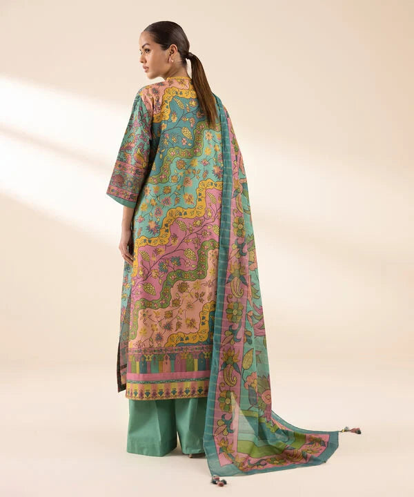 3 Piece - Printed Zari Lawn Suit