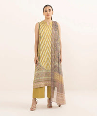 3 Piece - Printed Light Linen Suit