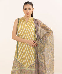 3 Piece - Printed Light Linen Suit
