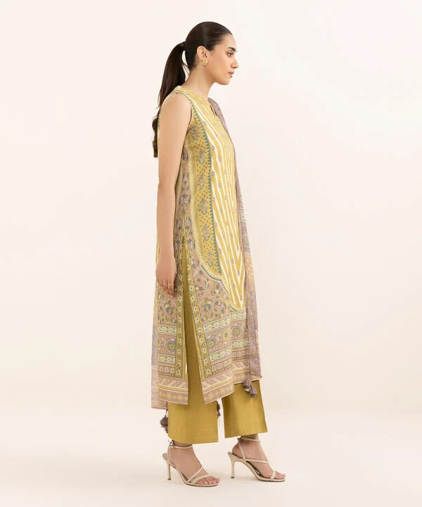 3 Piece - Printed Light Linen Suit