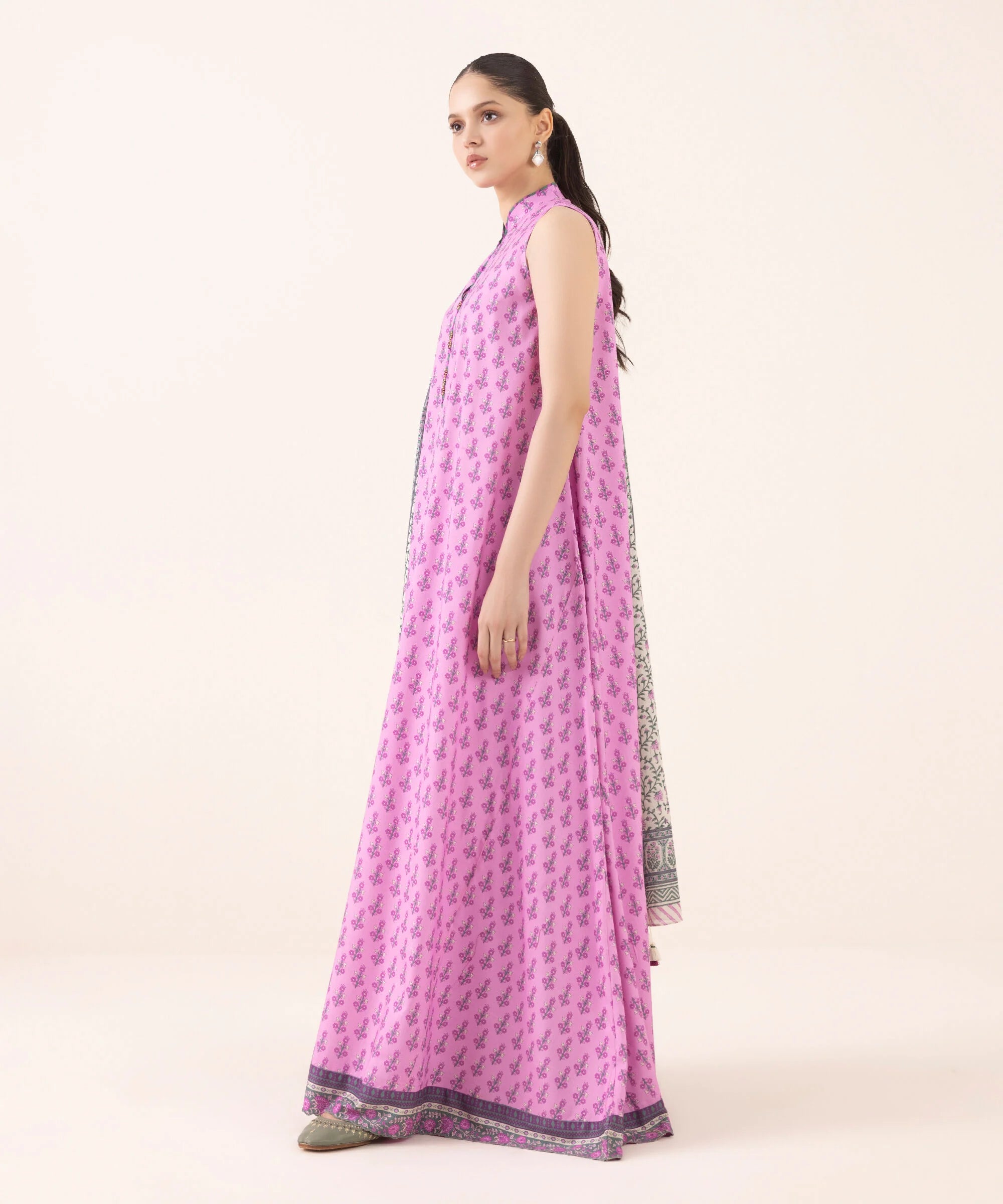 3 Piece - Printed Light Linen Suit