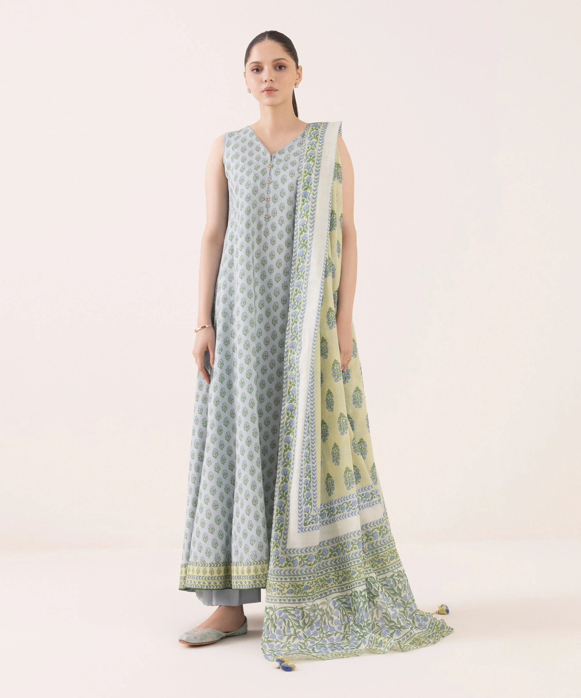 3 Piece - Printed Light Linen Suit