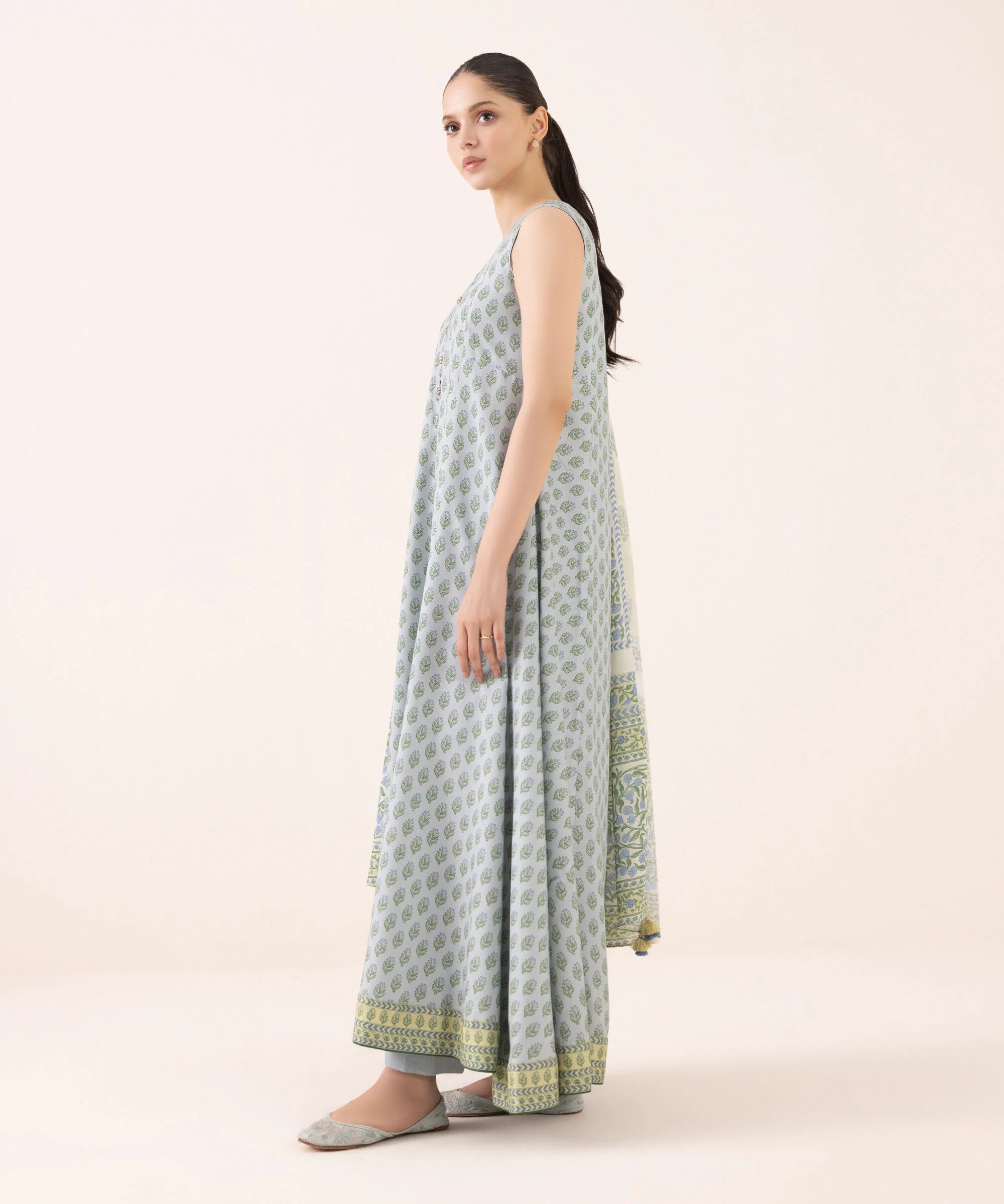 3 Piece - Printed Light Linen Suit