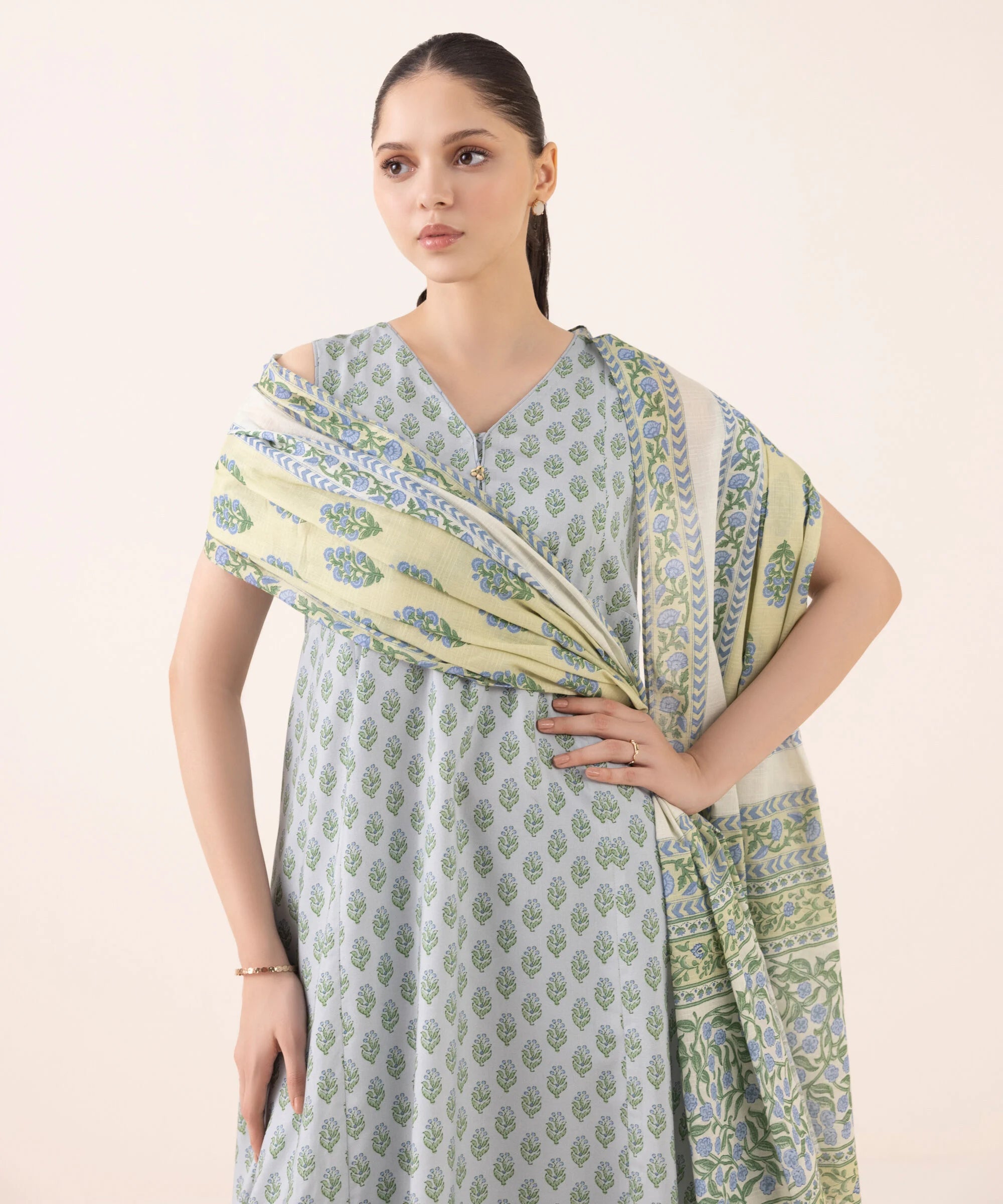 3 Piece - Printed Light Linen Suit