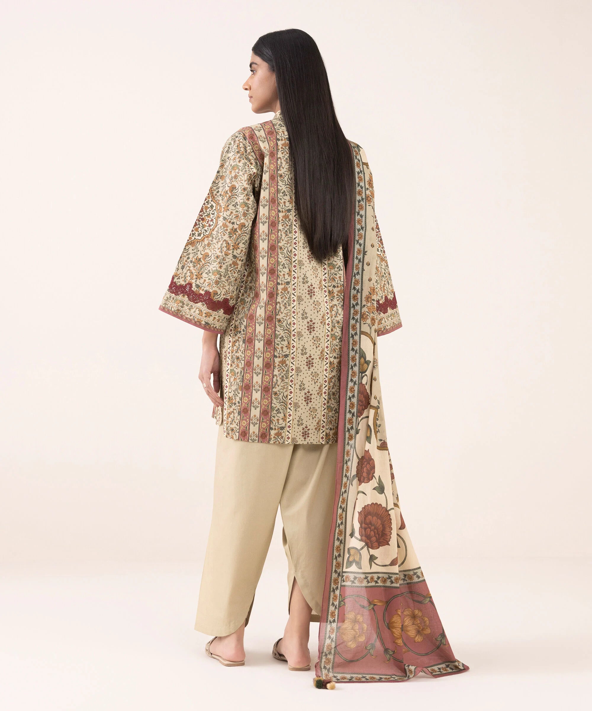 3 Piece - Printed Cotton Suit