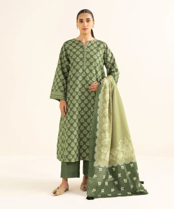 3 Piece - Printed Light Khaddar Suit