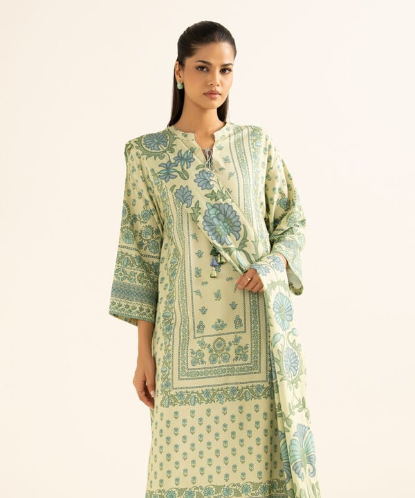 3 Piece - Printed Linen Suit