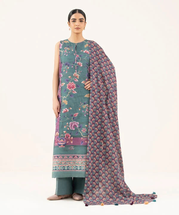 3 Piece - Printed Khaddar Suit