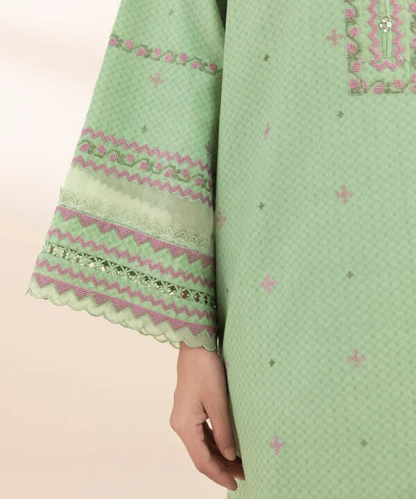 3 Piece - Embroidered Dobby Suit