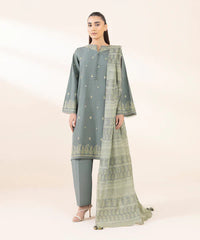 3 Piece - Embroidered Dobby Suit