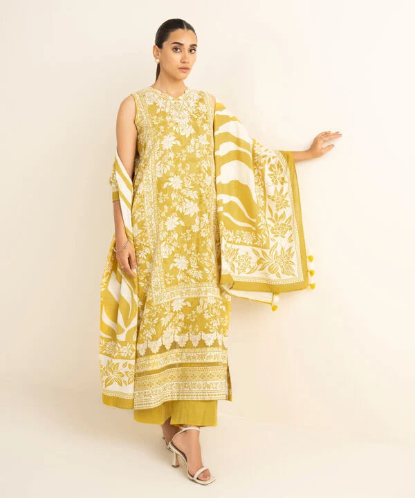 3 Piece - Embroidered Light Khaddar Suit
