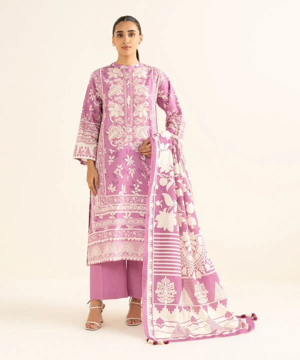 3 Piece - Embroidered Light Khaddar Suit