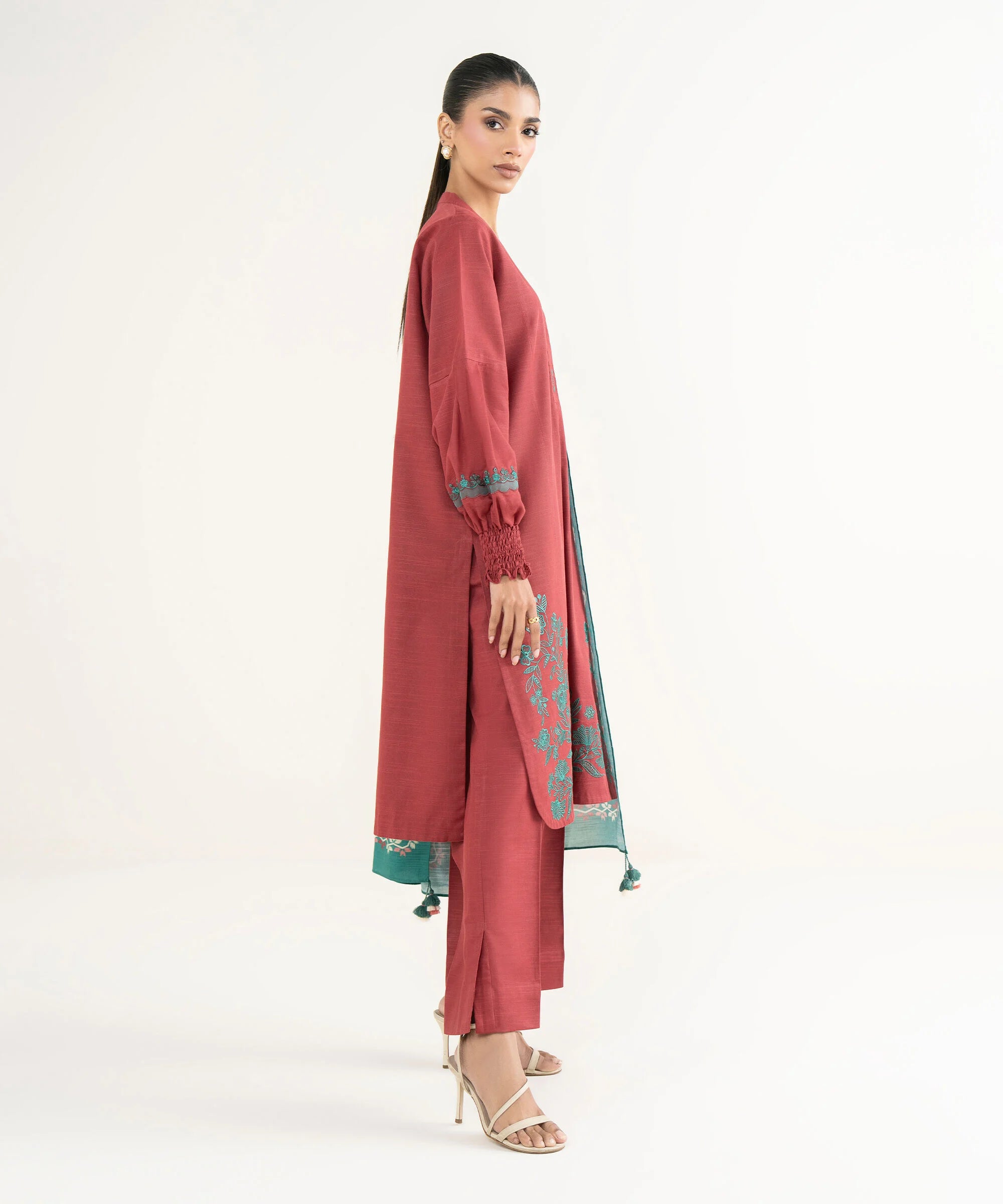 3 Piece - Embroidered Light Khaddar Suit