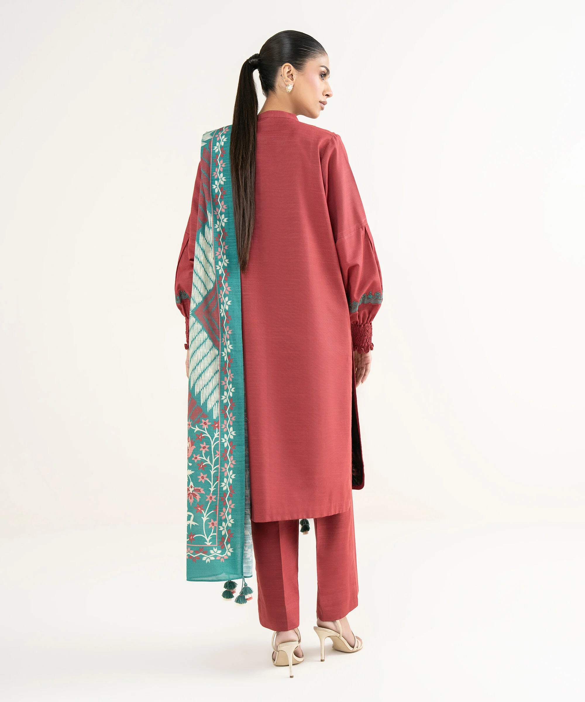 3 Piece - Embroidered Light Khaddar Suit
