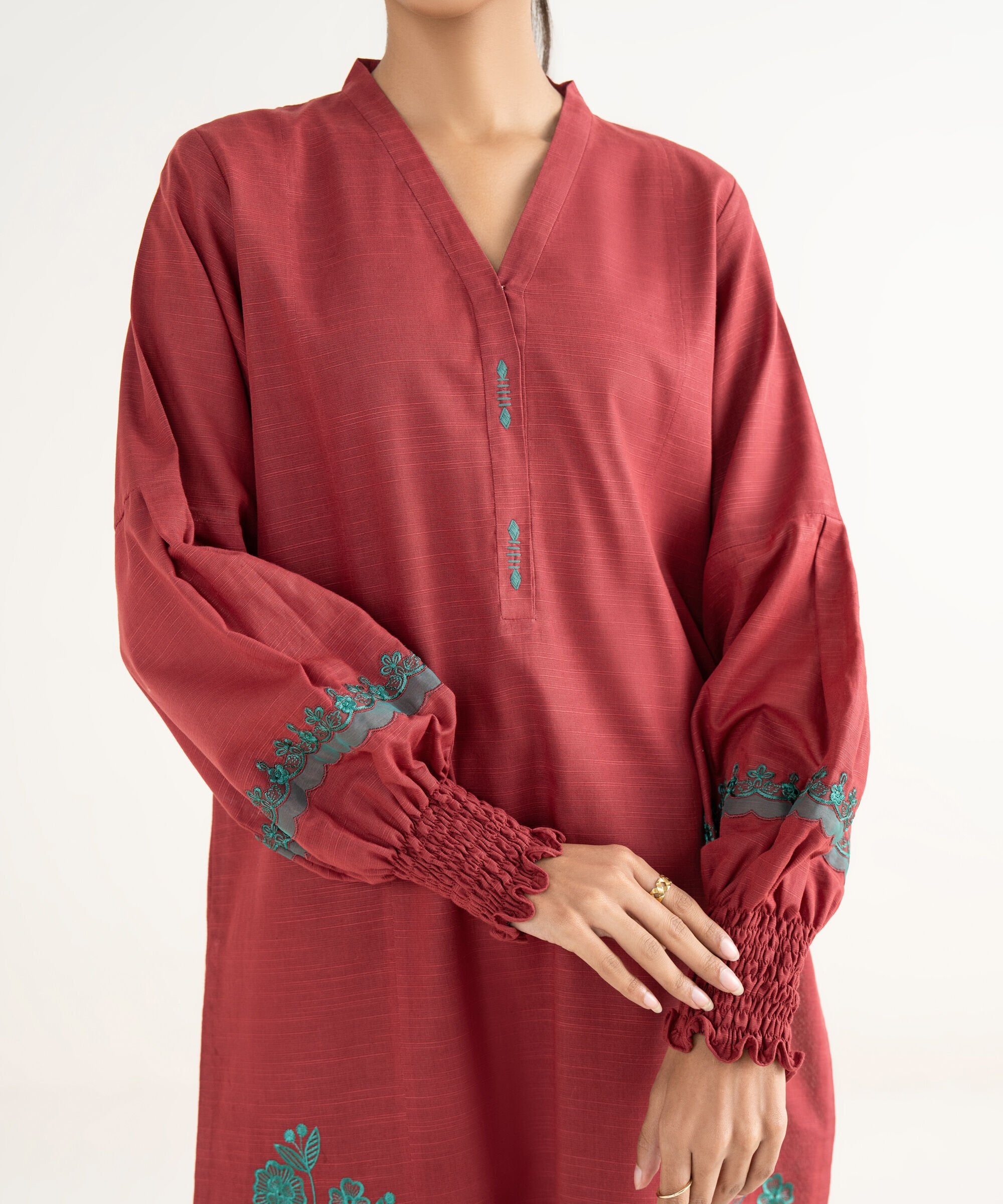 3 Piece - Embroidered Light Khaddar Suit