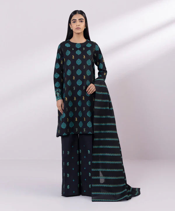 3 Piece - Embroidered Jacquard Suit